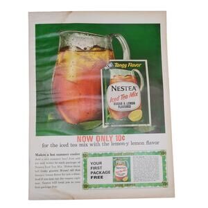 Nestea Iced Tea Mix Magazine Advertisement Large Color 1960s Vintage Original